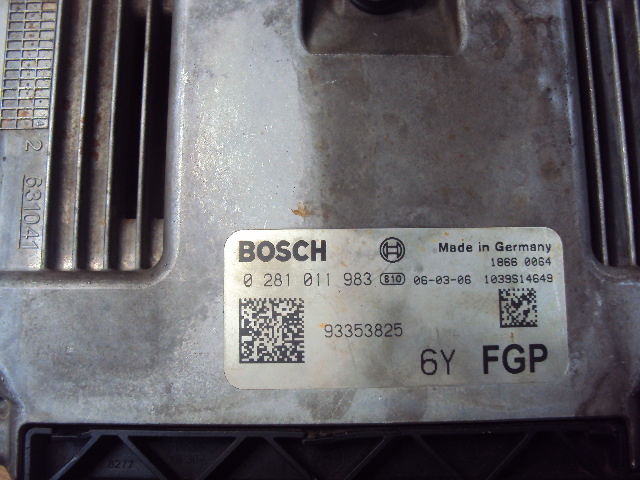Etiqueta Bosch do módulo EDC16C9 da S10 2.8 Diesel — part number 0 281 011 983